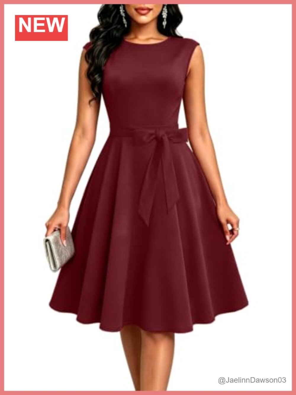 Formal Cocktail A-Line Midi Dress with Pockets Vintage Swing